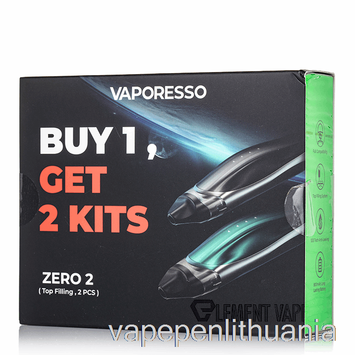 Vaporesso Zero 2 Pod System 2 Pakuočių Akcija Juoda + Juoda žalia Vape Skystis